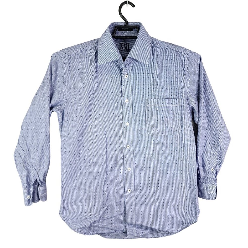 Mens XMI Platinum Dress Shirt Blue Pattern Long Sleeve Button up Size XL